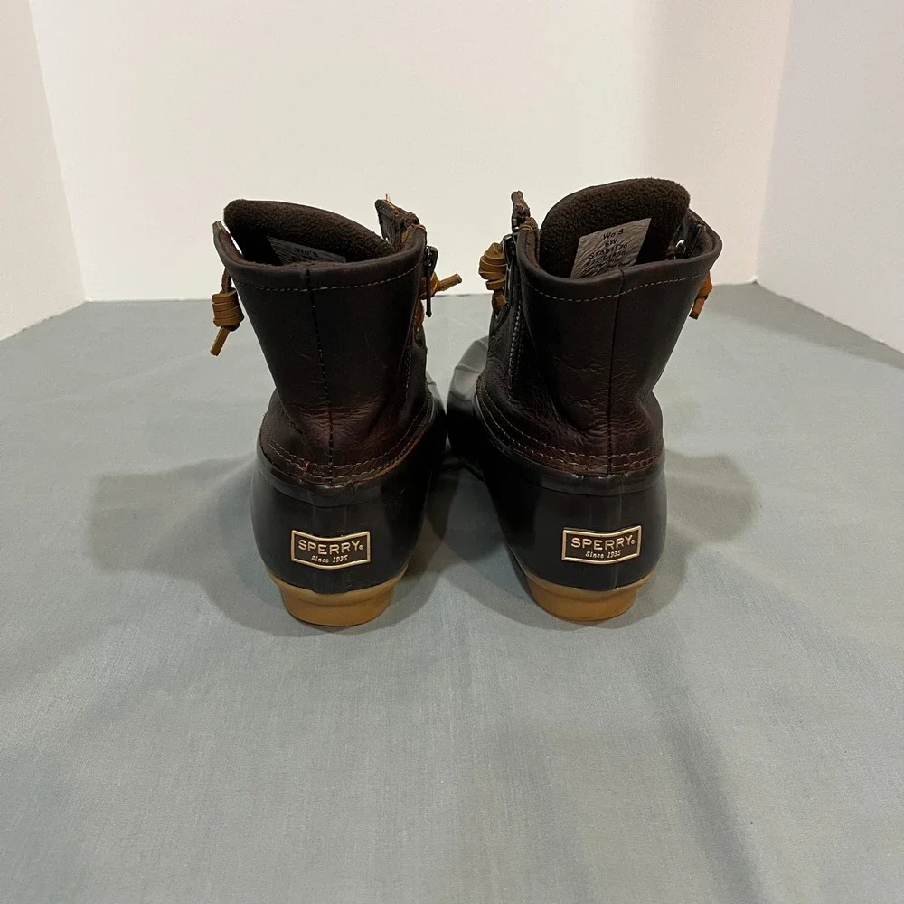 Sperry Saltwater‎ Duck Boots Women 6W Brown Leather Waterproof STS91176